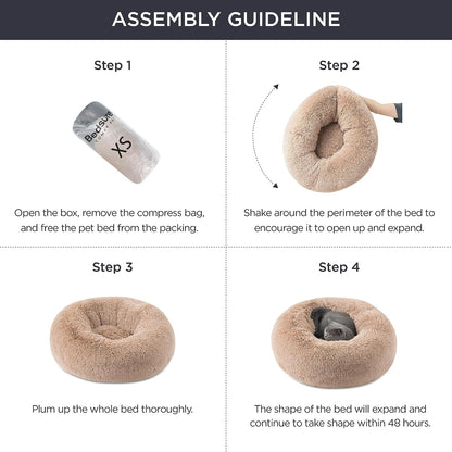 Pet Bed Anti-Slip Round Fluffy Plush Faux Fur 15 Lbs 🛏️