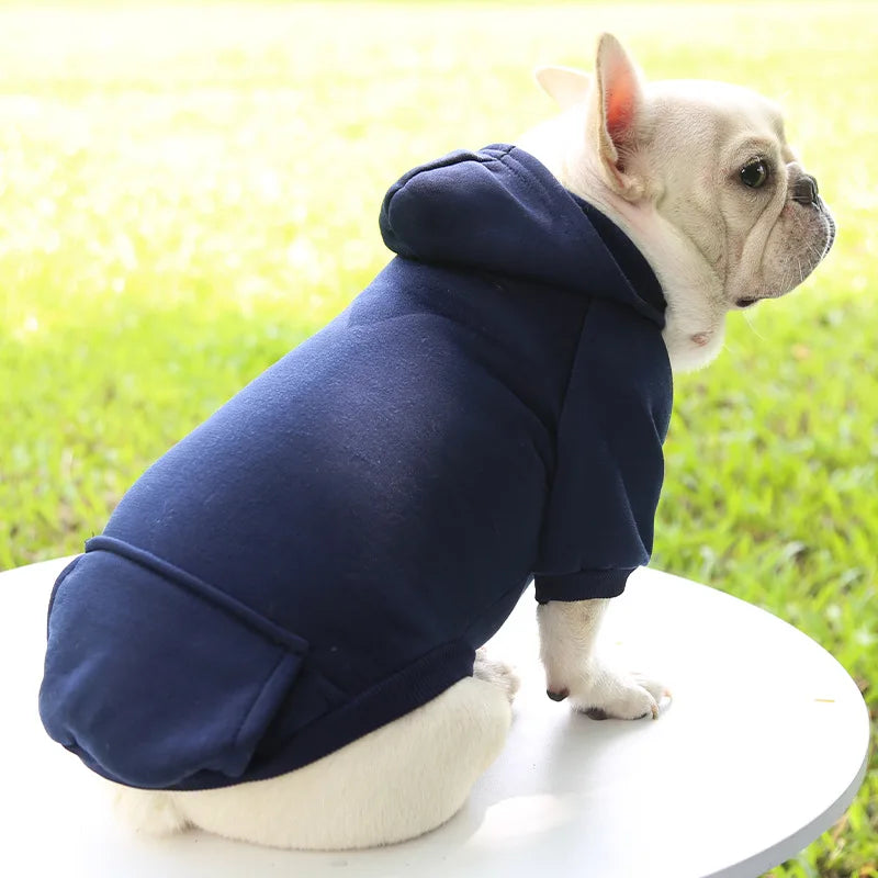 Dog Hoodies for Small Dogs, Spring Autumn Clothes Solid Color Sweatshirts with Pocket Pet Pullover Coat Puppy Cat Sport Costume