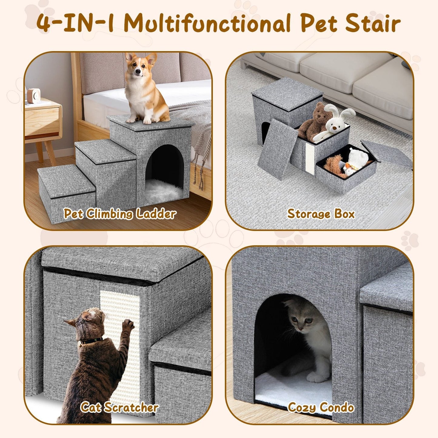 GBruno 4-IN-1 Foldable Dog/Cat Ramp Ladder