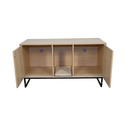 Modern Wooden Cat House with Scratching Mat - 47.64' x 21.46