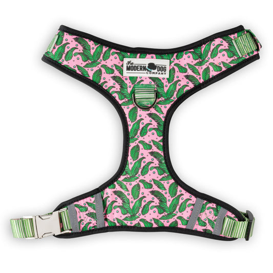 Dog Harness Pink Tropics Tropical Print Adjustable