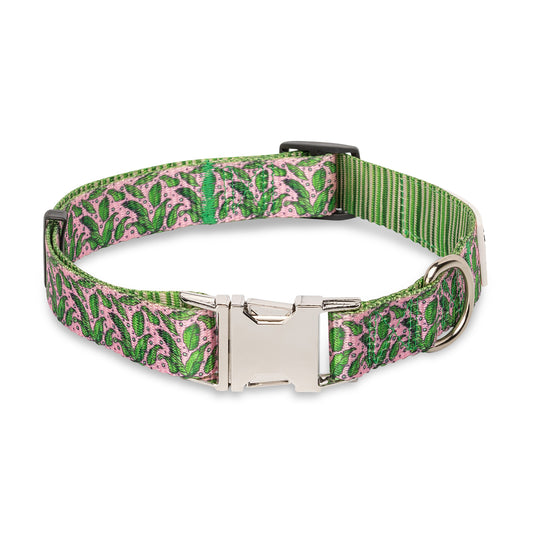 Dog Collar Pink Tropics Tropical Print Adjustable