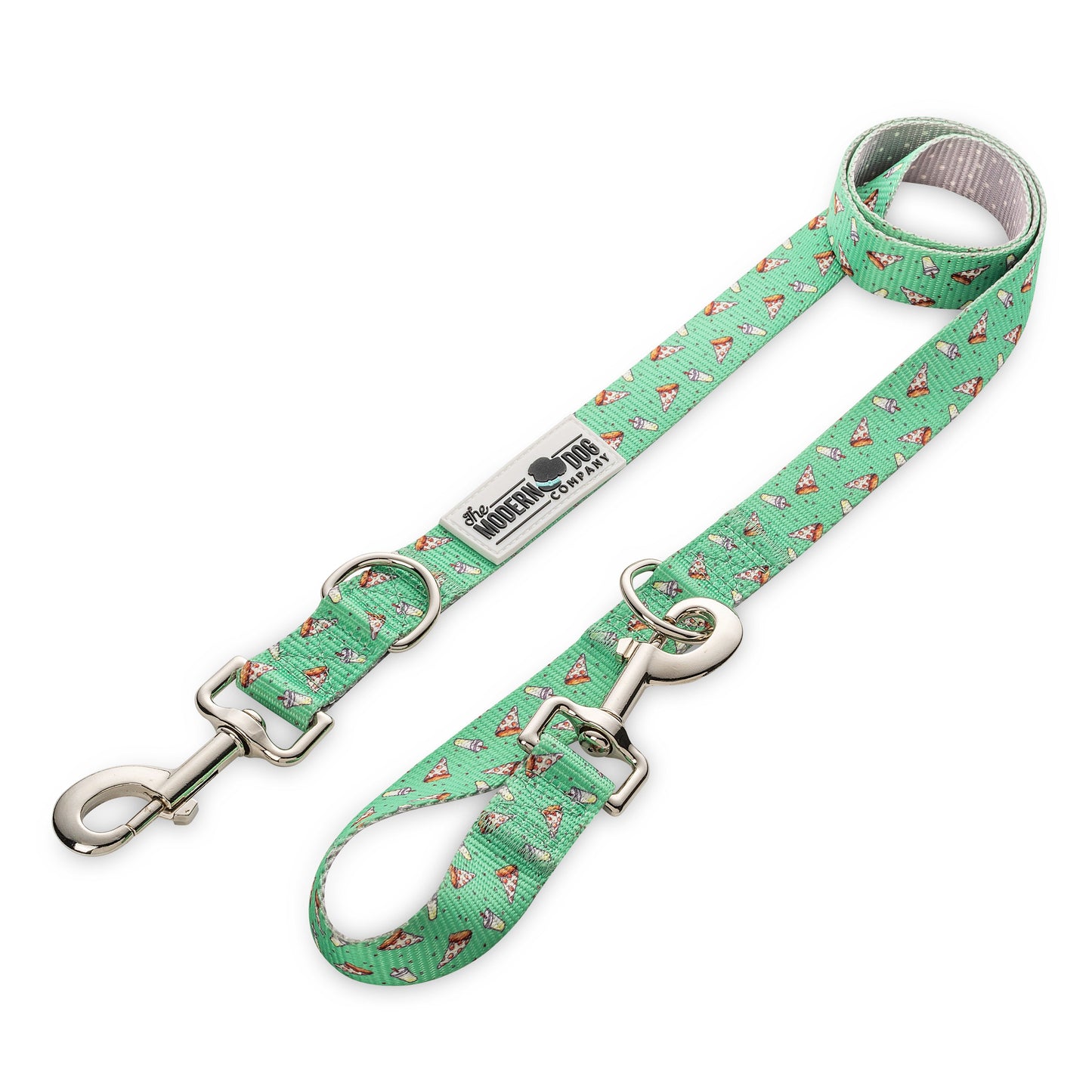 Dog Leash Pizza Party Print Dual Swivel 54in 3 Lengths