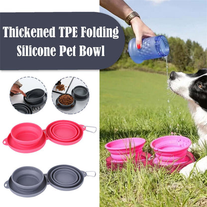 Rubber Foldable Double Bowl Pet Feeding Bowl Pets Supplies