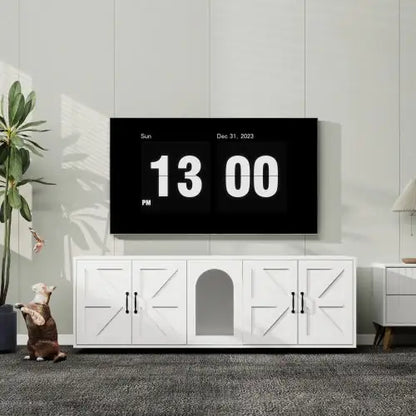 Modern Cat Litter Box Furniture With Double Room, Wooden Cat Litter Box Furniture With Cat Door - Ameraeon