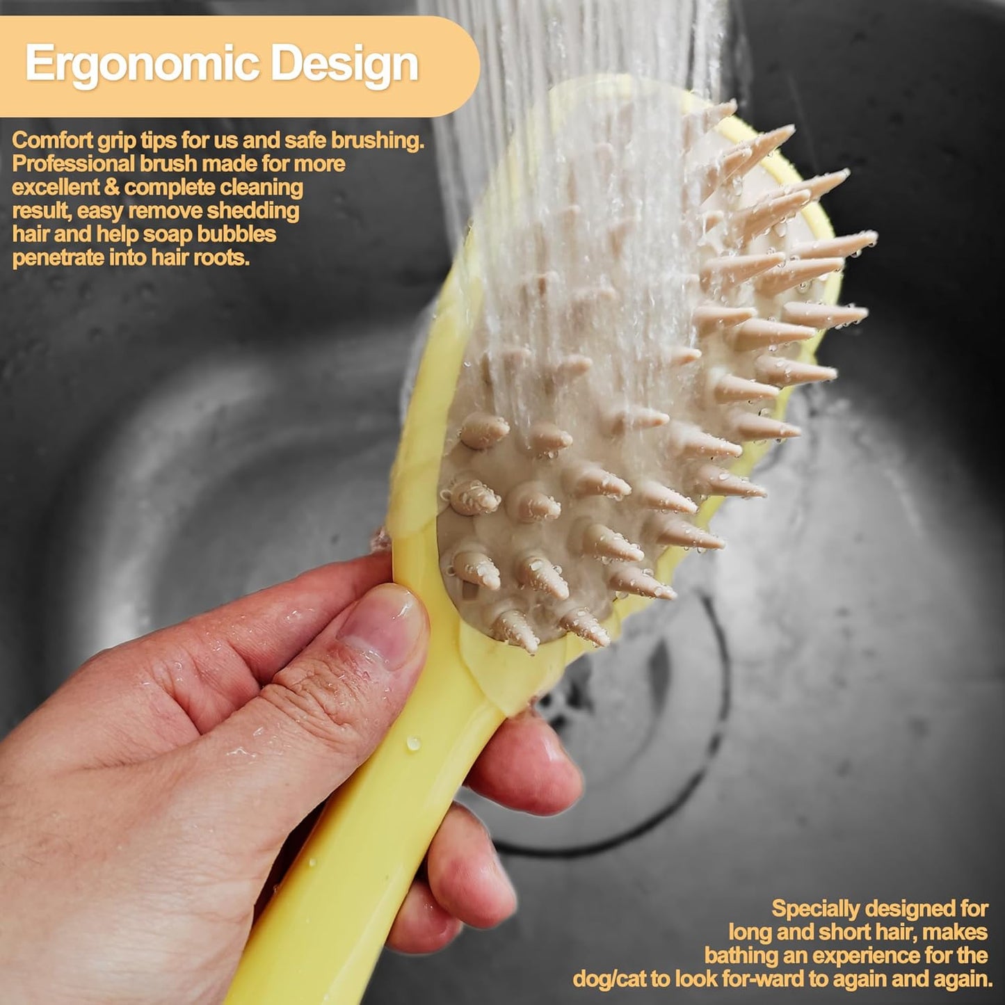 Pet Silicone Shampoo Brush For Long Short Hair Dogs Cats