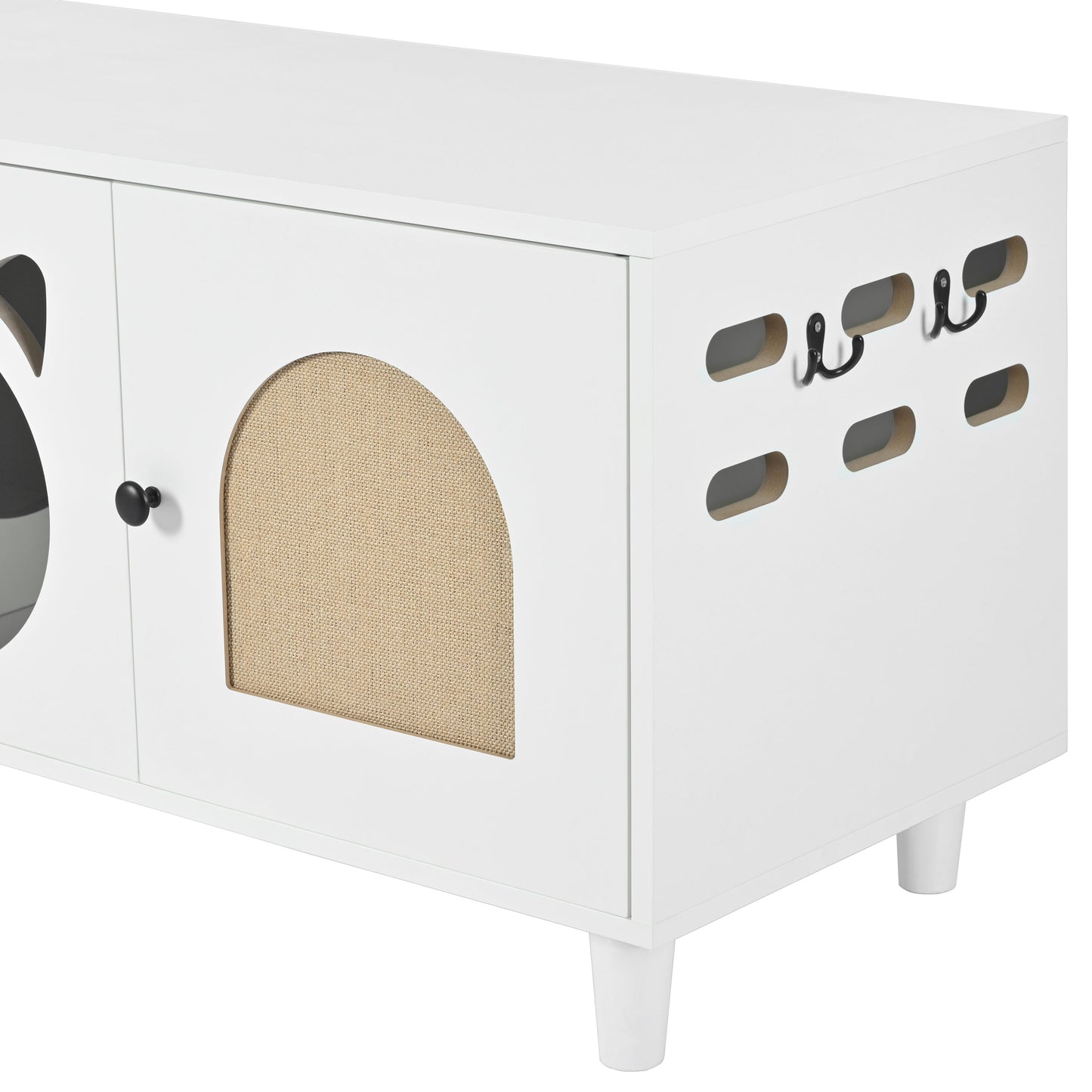 Furniture Style Cat Cabinet Cream White Cat Litter Box with