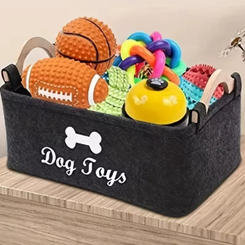 Premium Felt Pet Toy Storage Box - Stylish Organization System 🧸