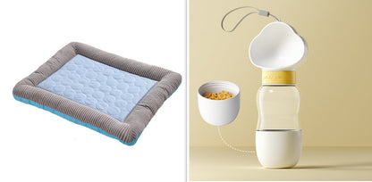 Breathable Ice Silk Cooling Pet Mat for Dogs and Cats Blue