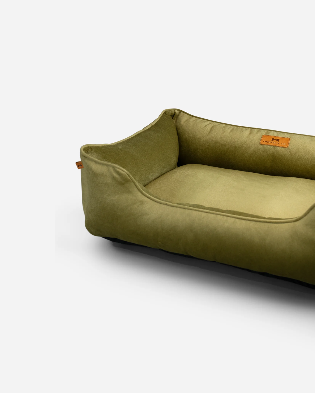 Purrfect Kingdom™ - Velvet Olive Bolster Pet Bed