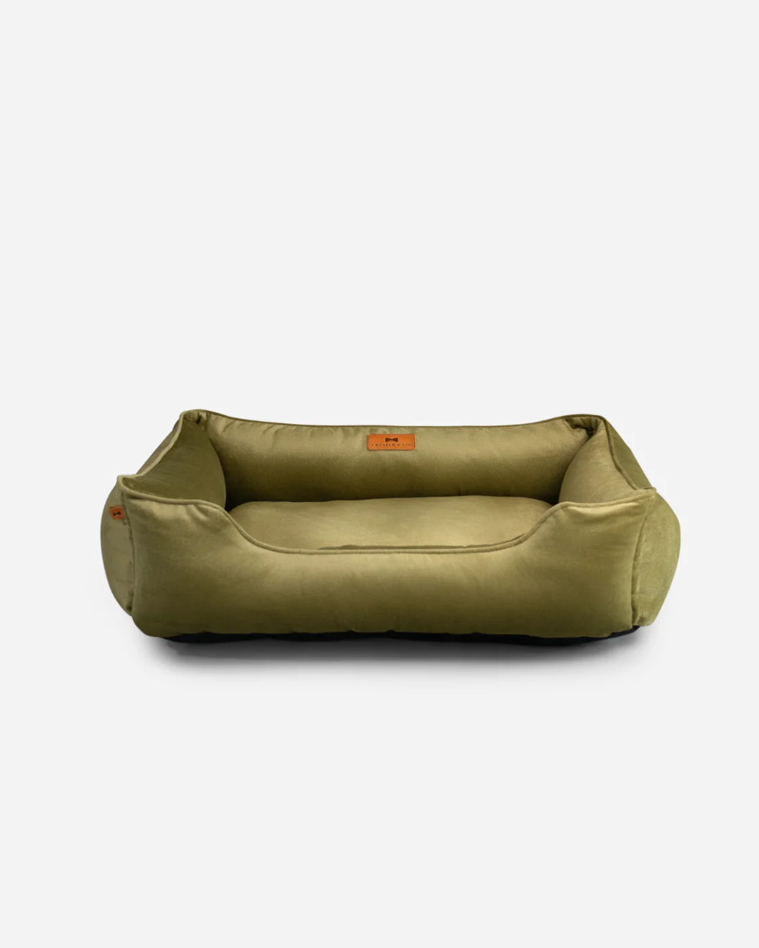 Purrfect Kingdom™ - Velvet Olive Bolster Pet Bed