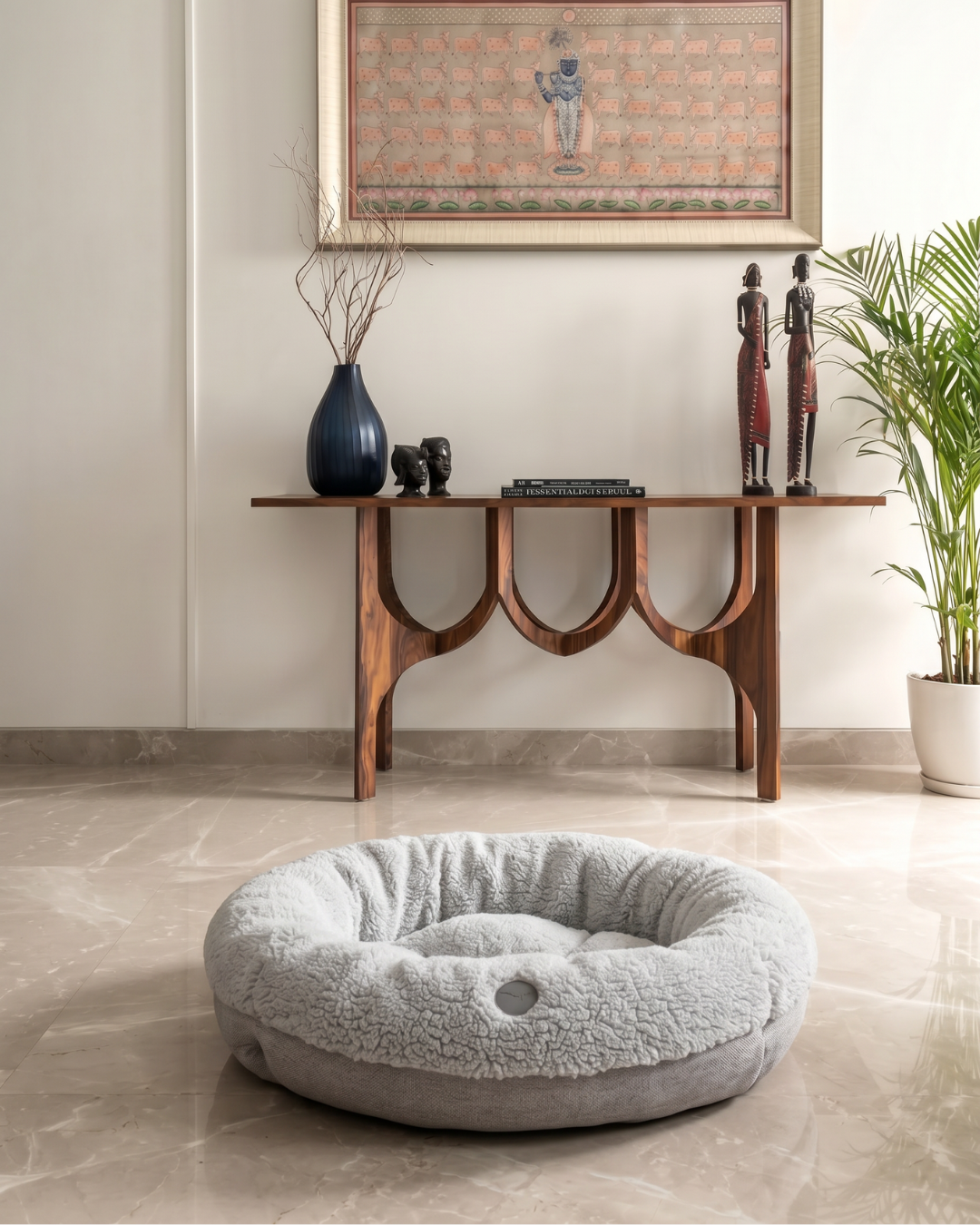 Purrfect Kingdom™ - Furry Gray Donut Pet Bed