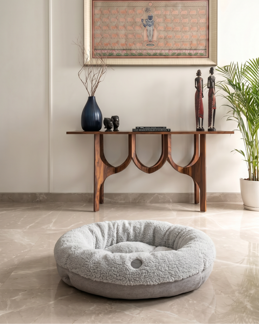 Purrfect Kingdom™ - Furry Gray Donut Pet Bed