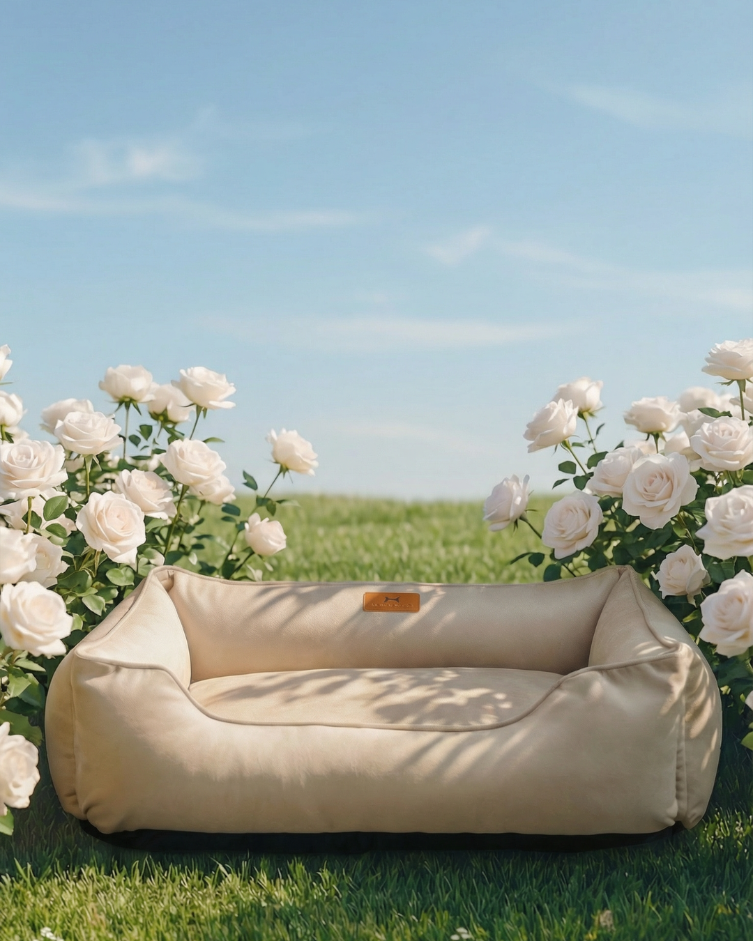 Luxury Dog Bed Classic Velvet Sleeper Beige for Comfort, Sup - luxury dog bed view 1 for comfort and support