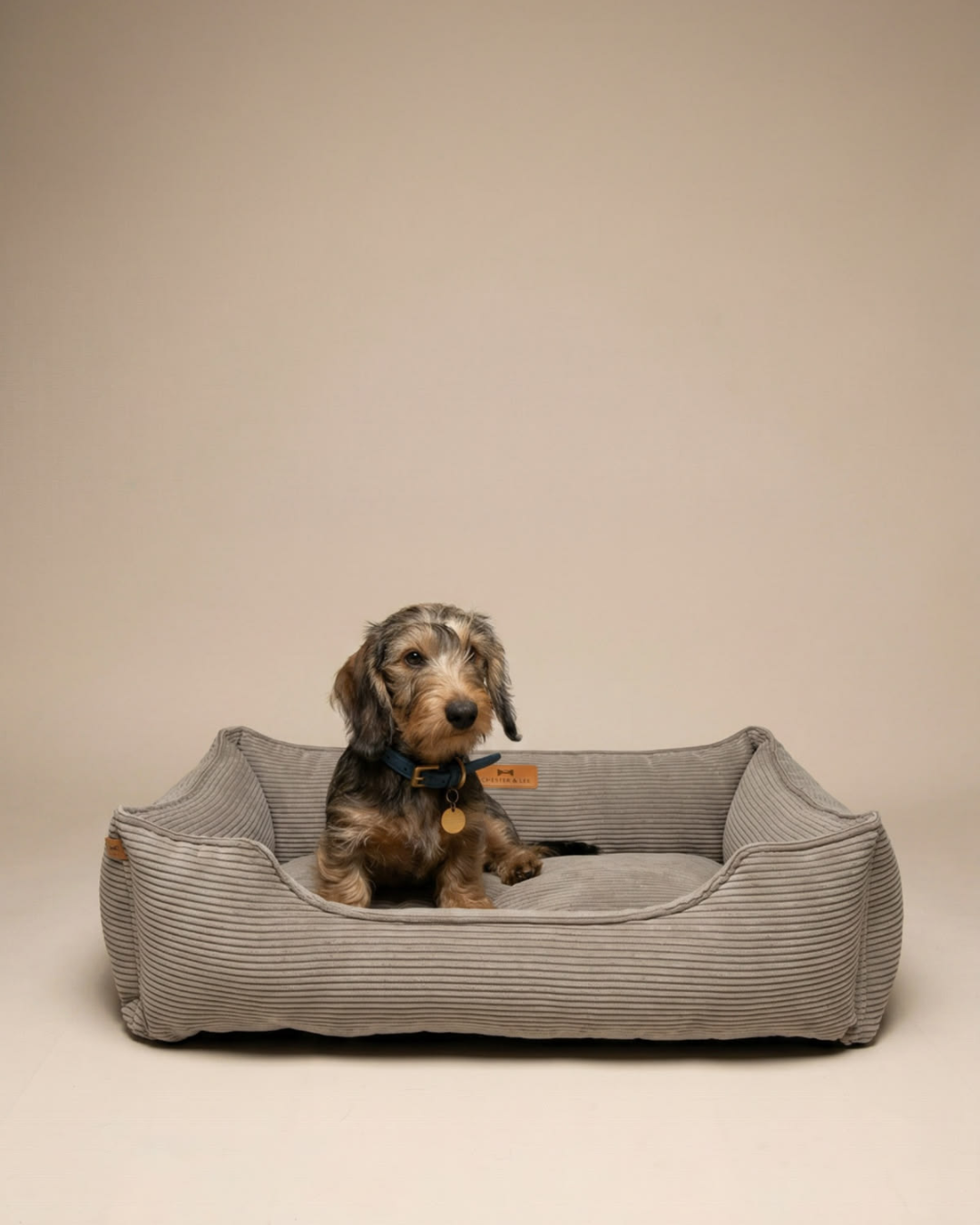 Purrfect Kingdom™ - Taupe Corduroy Bolster Pet Bed