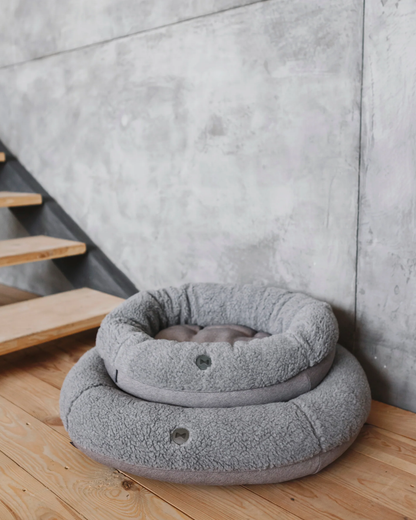 Chester & Lee | Furry Gray Donut Dog Bed
