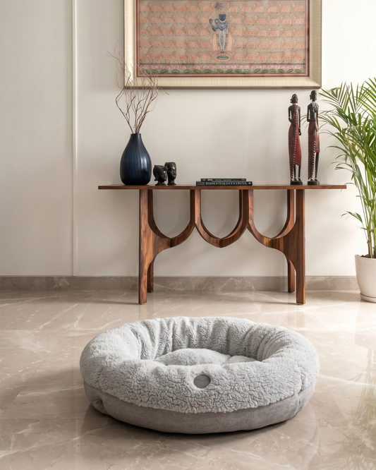 Purrfect Kingdom™ - Furry Gray Donut Pet Bed