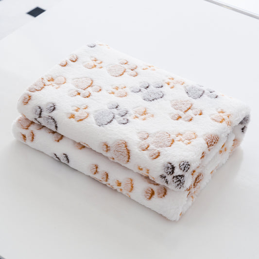 Pet Blanket Paw Print Fluffy Coral Fleece Washable