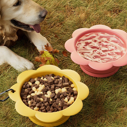 Pet Flower Folding Bowl Silicone Outdoor Portable Drinking