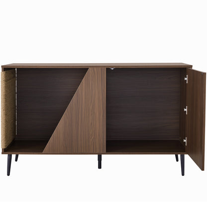 Cat Furniture 2 IN 1 Modern Walnut Cabinet Side Table With