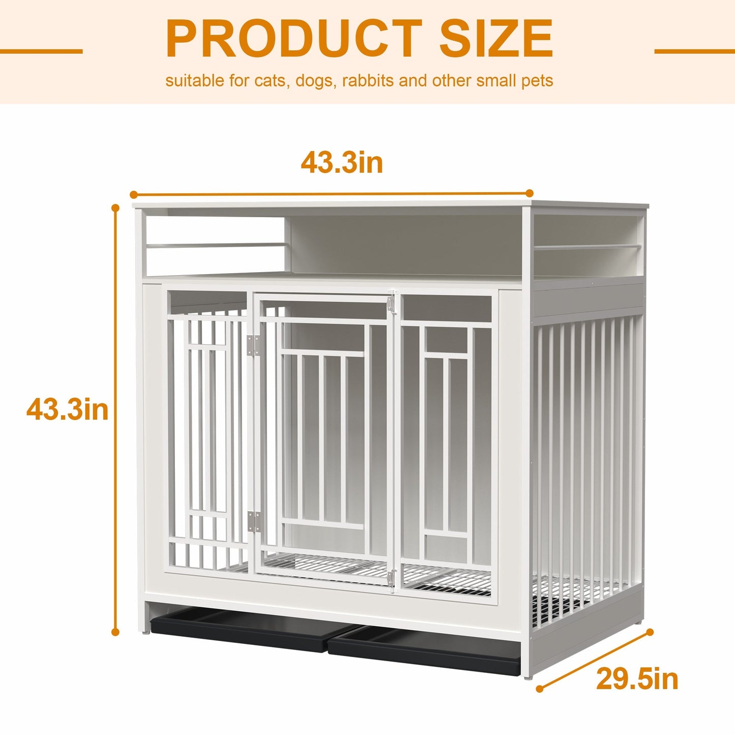 43.3 Inch Wooden Dog Crate Furniture With Divider And