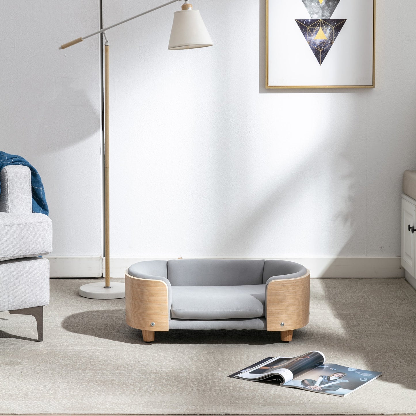 Scandinavian style Elevated Dog Bed Pet Sofa With Solid Wood