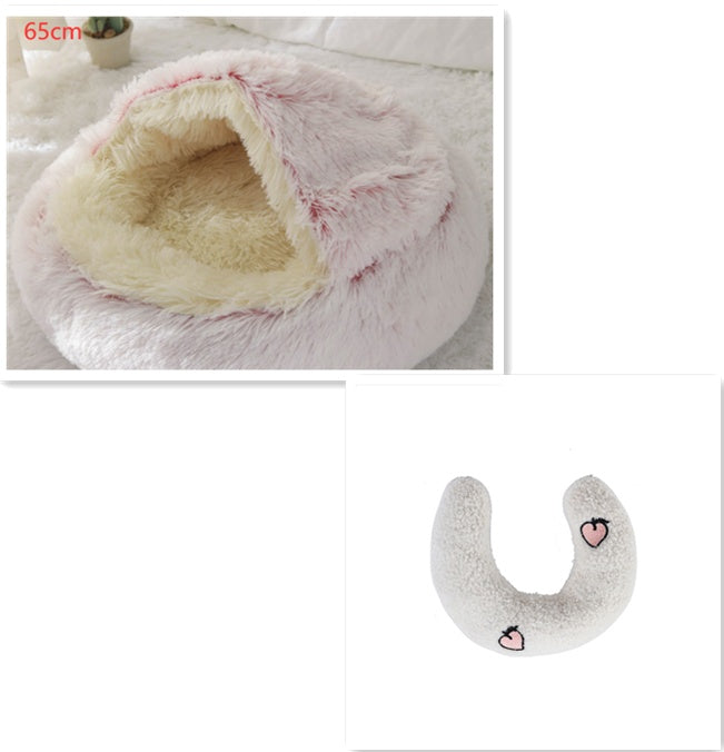 2-in-1 Pet Bed - Round Plush Calming Donut Bed for Dogs & Cats
