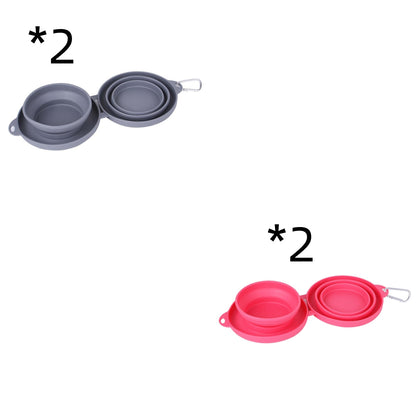 Rubber Foldable Double Bowl Pet Feeding Bowl Pets Supplies
