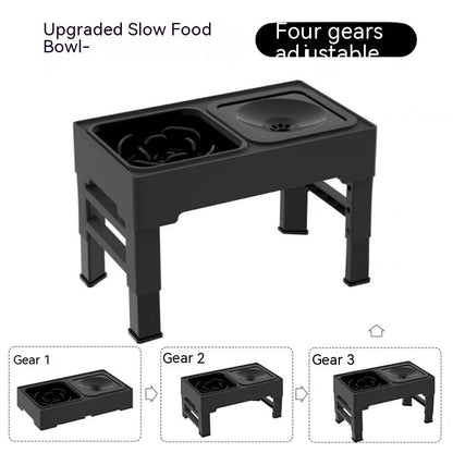 Pet Dining-table Ceramic Stainless Steel Double Bowl Height