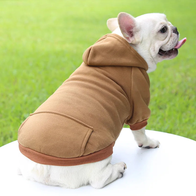 Dog Hoodies for Small Dogs, Spring Autumn Clothes Solid Color Sweatshirts with Pocket Pet Pullover Coat Puppy Cat Sport Costume