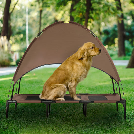 24" Elevated Outdoor Dog Bed with Canopy - Grey