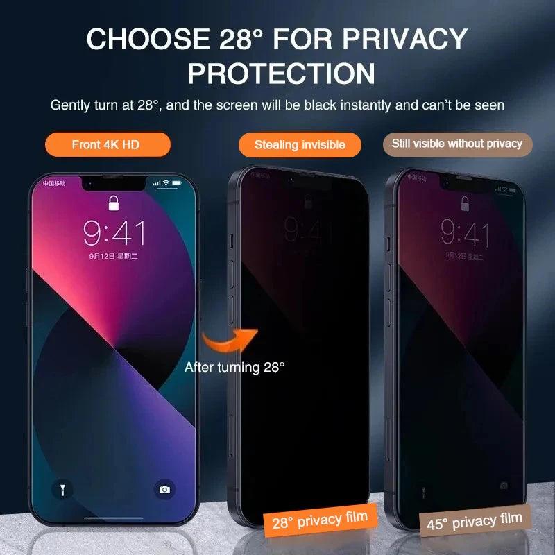 iGuard Privacy Screen Protector for iPhone 16/15/14/13/11 - 4Pcs Anti-Spy Tempered Glass, Full Cover Protection