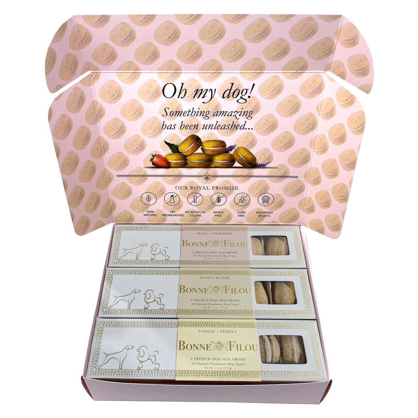 Dog Macaron Combo Gift Box (18 French Dog Macarons) | Purrfect