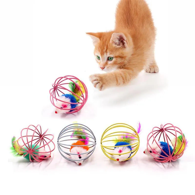 Colorful Stevvex Cat Toy Stick Feather Wand with Bell and Hollow Balls, 1 pcs random, perfect for kittens to chase and pou...