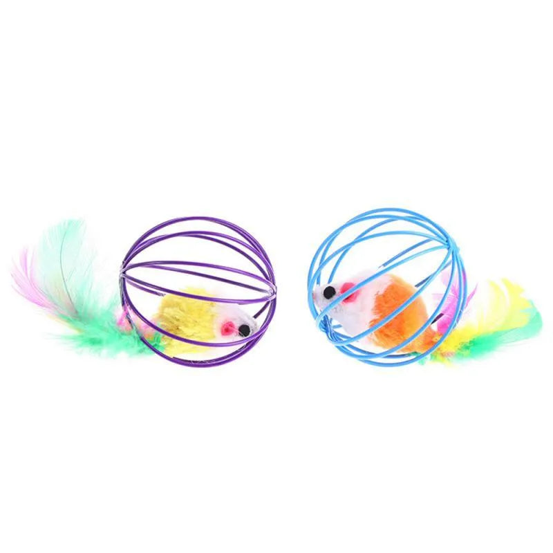 Colorful Stevvex Cat Toy Stick Feather Wand with Bell and Hollow Balls, 1 pcs random, perfect for kittens to chase and pou...