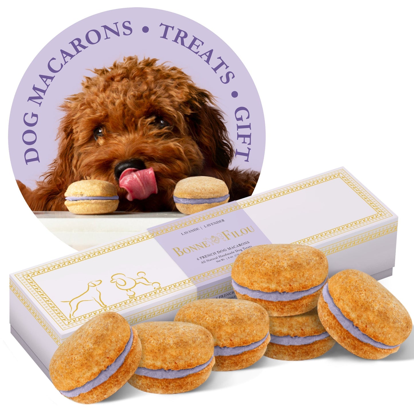 Bonne et Filou Dog Macarons (Box of 6)