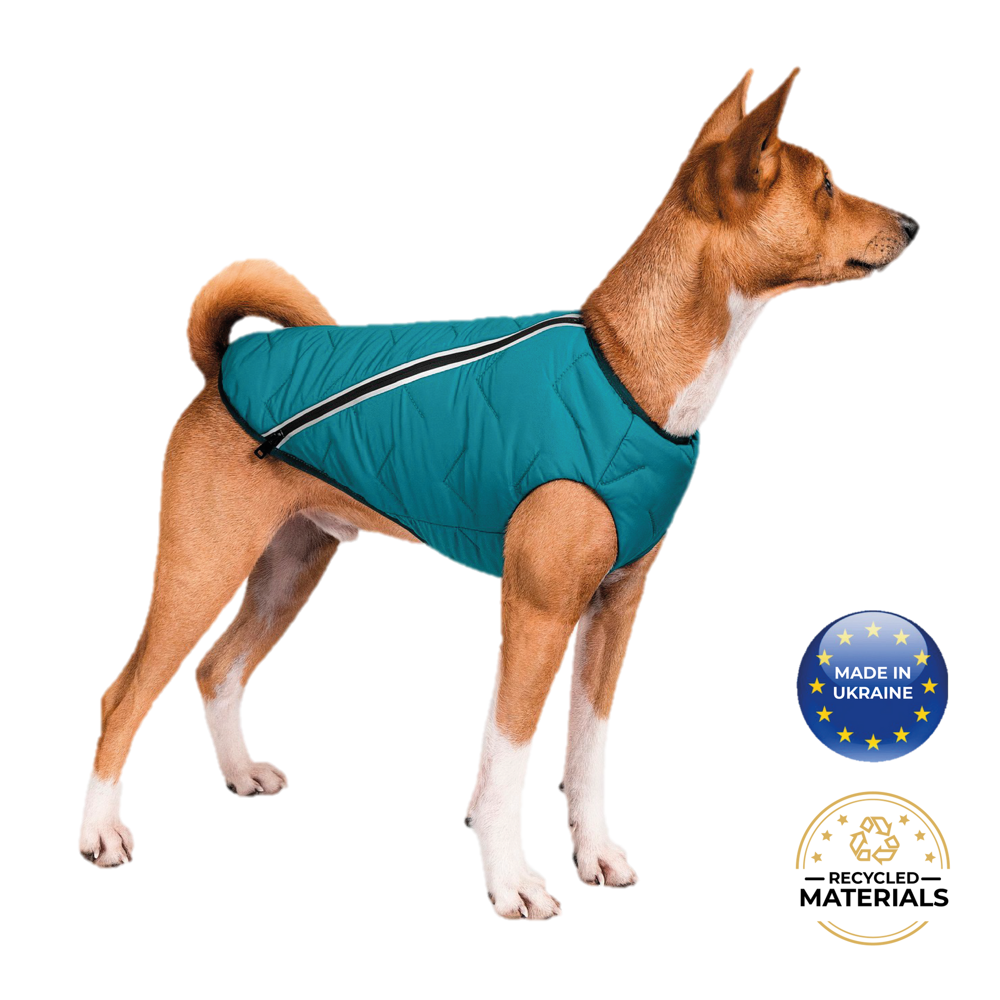 Dog Apparel Sustainable Eco-Friendly Jacket Vest Made in - close up product image for dog apparel