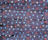 Red and White Stars on Blue Woodgrain Bandana