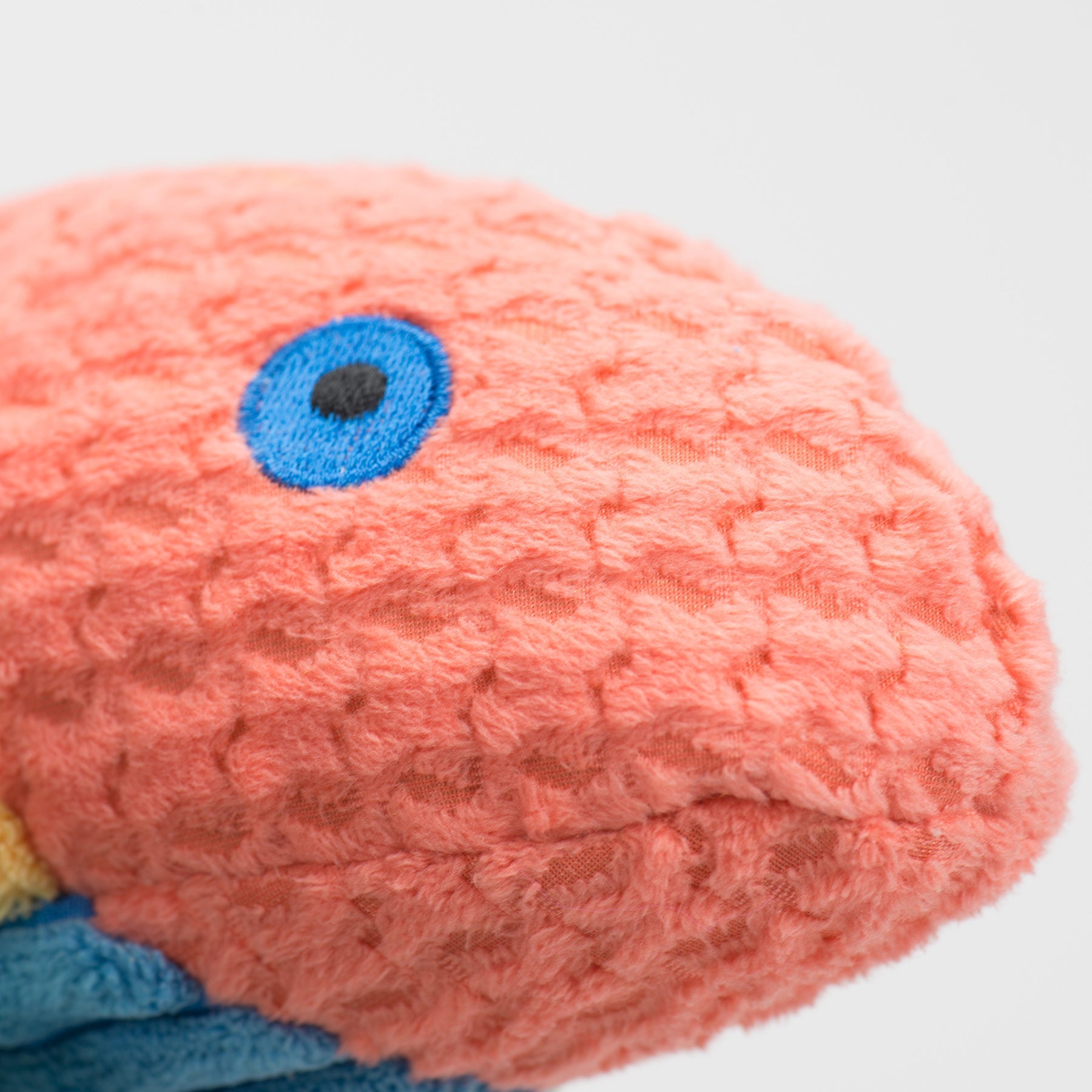 Dog Toy Raucous Rainbow Trout Knottie Plush Toy for Comfort - close up product image for dog toy