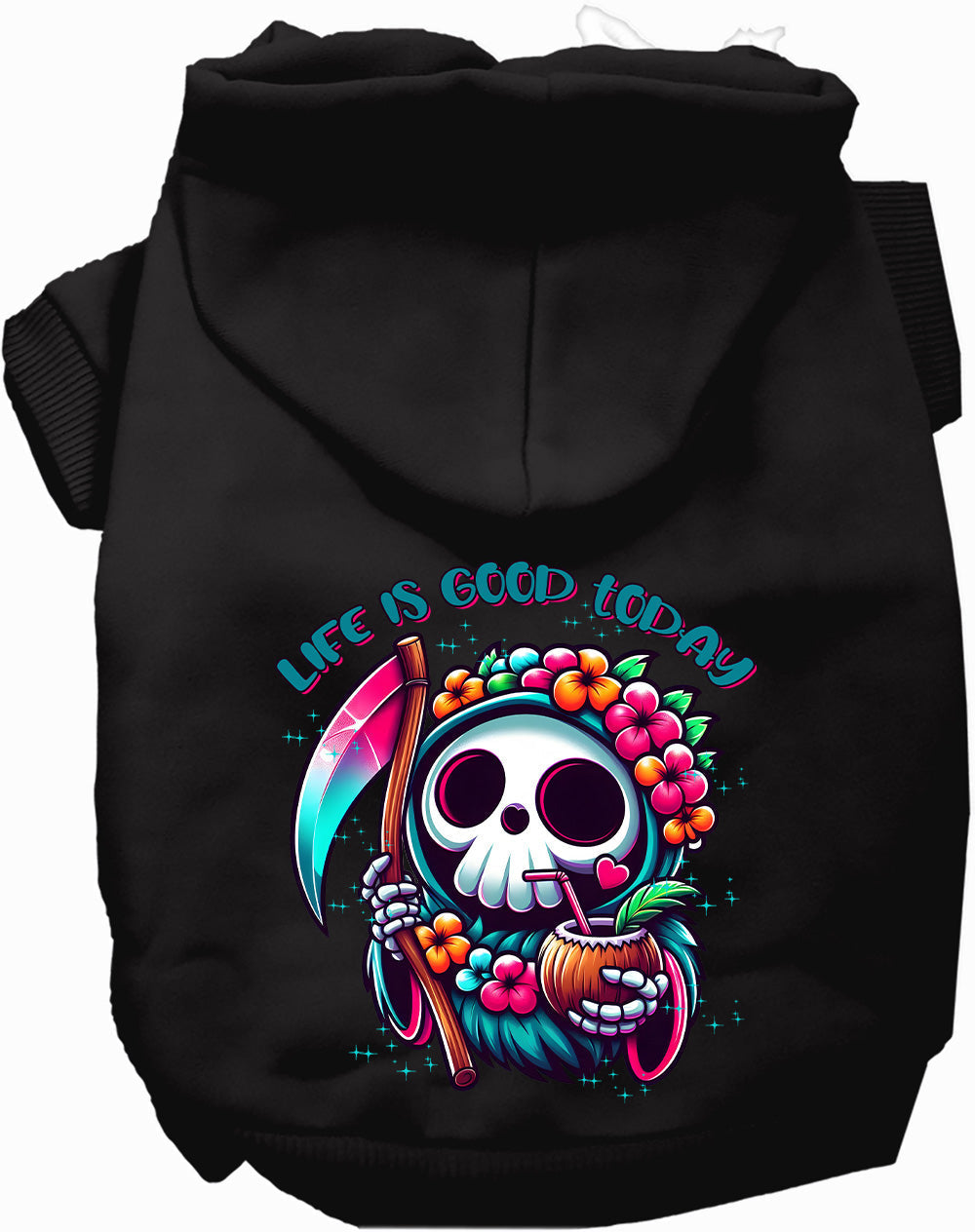 Dog Hoodie Tropical Grim Reaper for Unique Festive Pet Style