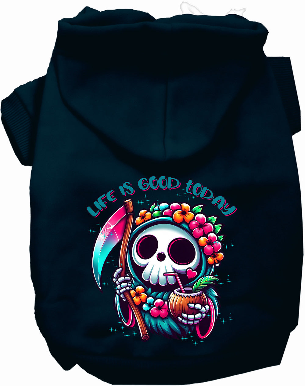 Dog Hoodie Tropical Grim Reaper for Unique Festive Pet Style