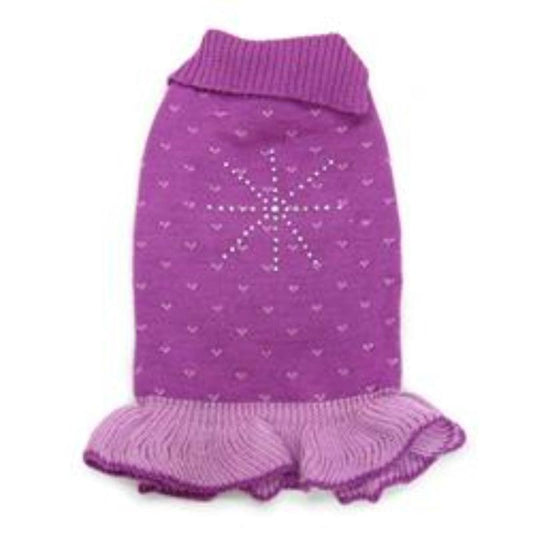 Purple Snowflake Bling Sweater Dog Dress - Only Available in Size 2XS