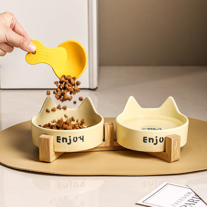 Elevated Wooden Cat Bowl Set: Healthy Posture Dining Station