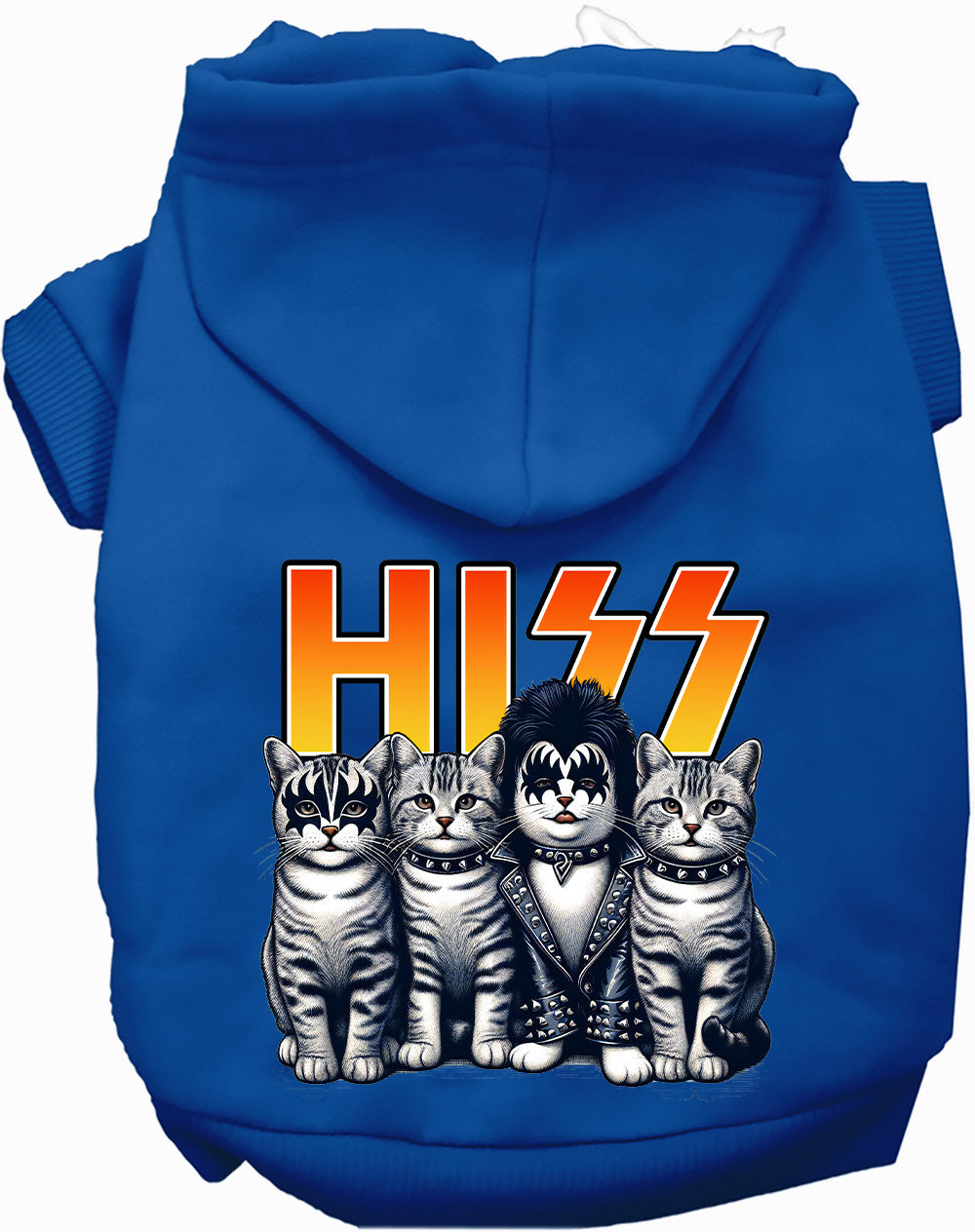 Hiss Kitties Parody Pet Hoodie: Fun Rocker Style at Purrfect Pet Kingdom