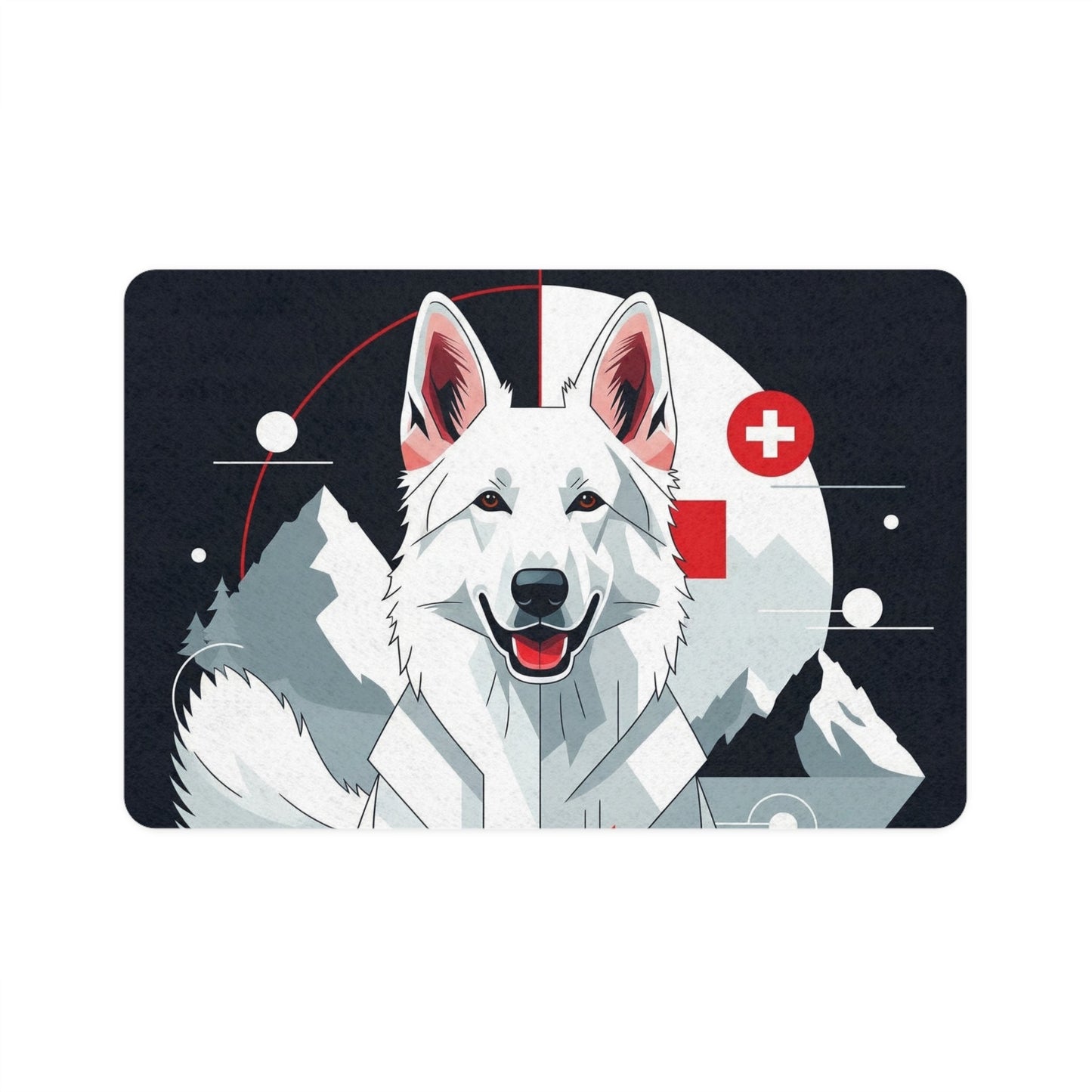 Pet Food Mat (12x18) - White Swiss Shepherd Dog
