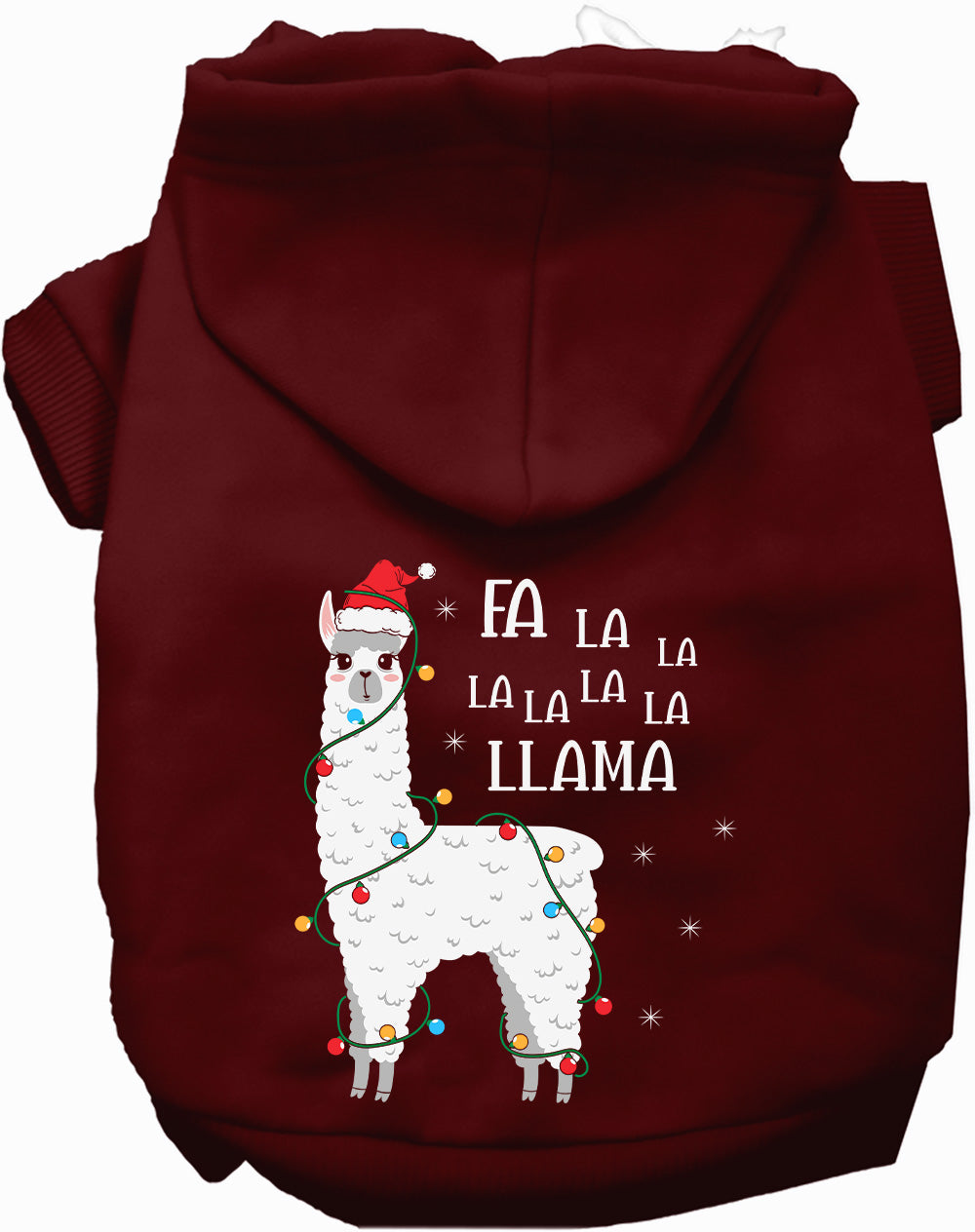 Dog Hoodie Falalala Llama for Festive Holiday Pet Comfort