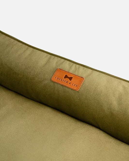 Purrfect Kingdom™ - Velvet Olive Bolster Pet Bed