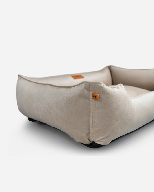 Purrfect Kingdom™ - Beige Velvet Bolster Pet Bed