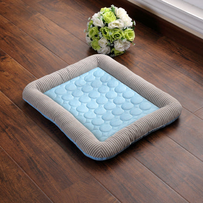 Breathable Ice Silk Cooling Pet Mat for Dogs and Cats Blue