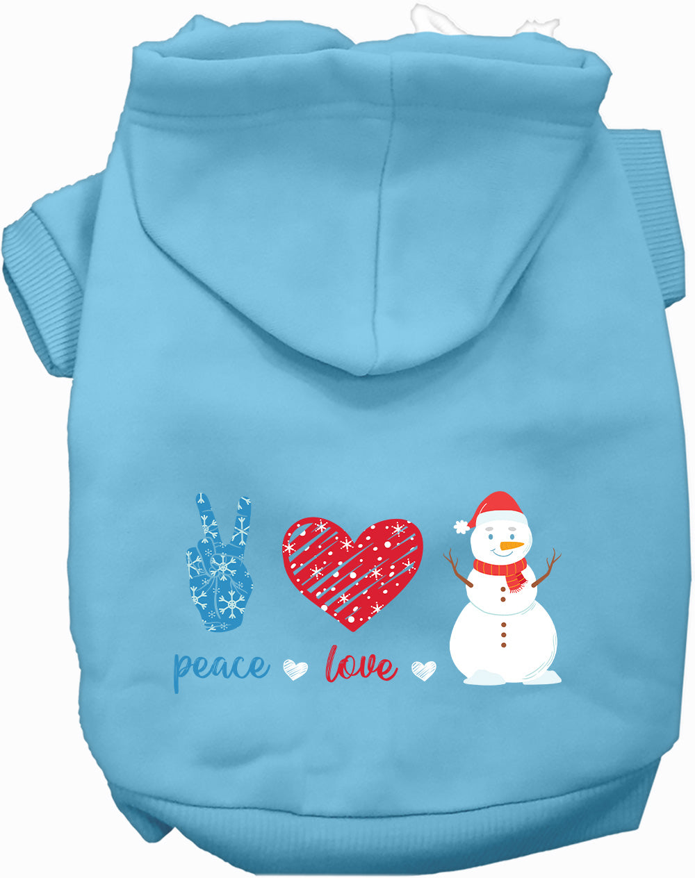 Dog Hoodie Peace Love and Snow for Everyday Pet Style and